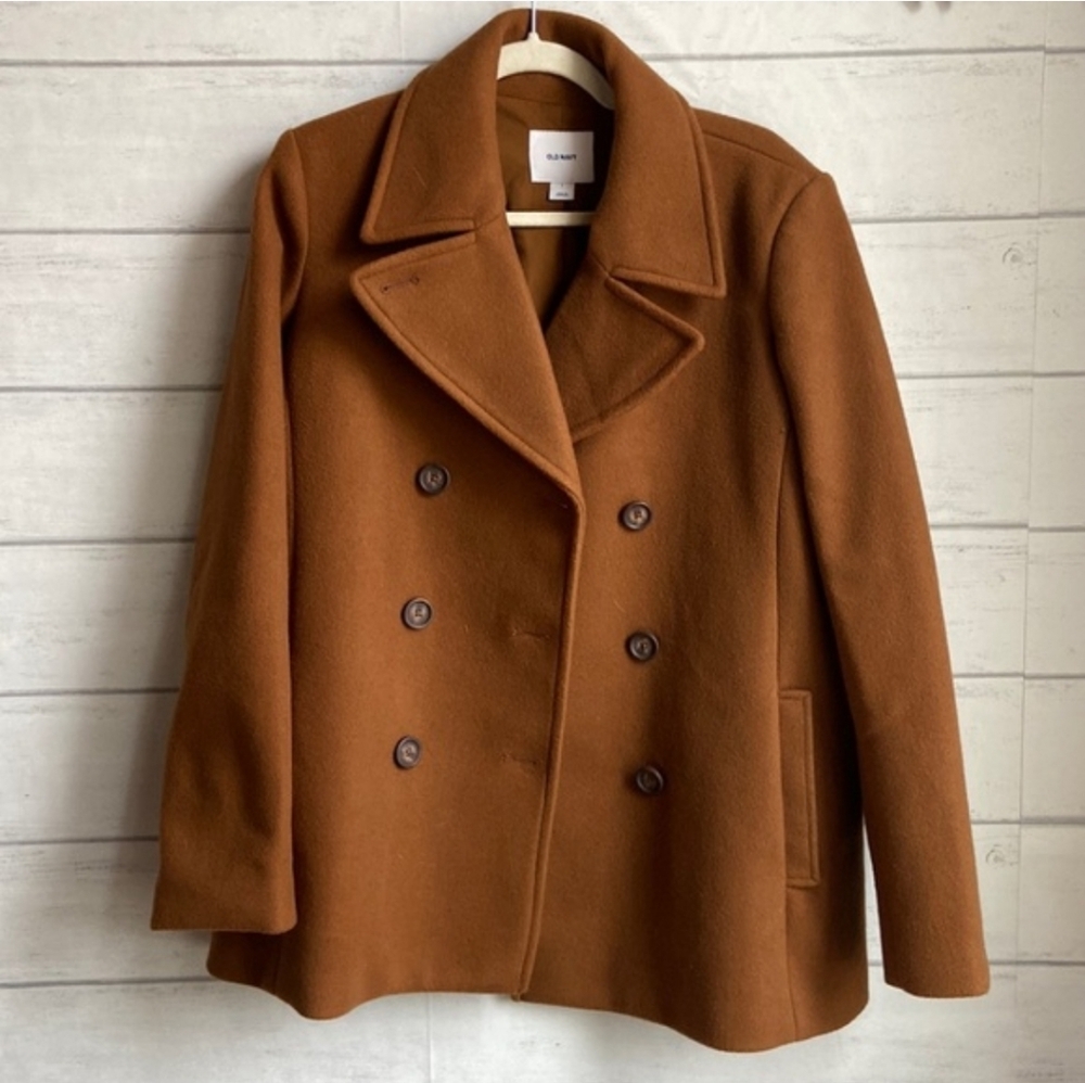Old Navy Women's Double-Breasted Pea Coat in Rust/Brown/Burnt Orange -Size Large - Picture 2 of 9
